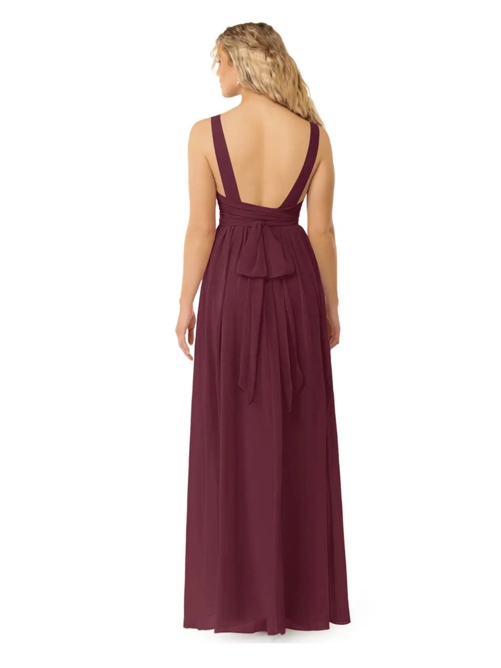 Azazie Kora Cabernet V-Neck Bridesmaid Dress ALTERED - Picture 2 of 7